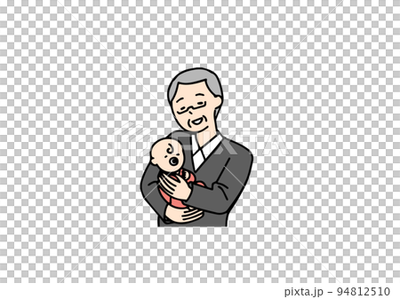 Elderly man soothing a baby Illustration of a simple line person Elderly man soothing a baby Illustration of a simple line person 94812510
