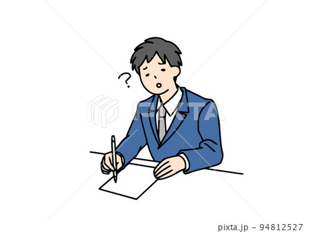 テストが難しい男子生徒 シンプルな線の人物イラスト テストが難しい男子生徒 シンプルな線の人物イラスト 94812527