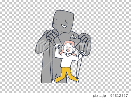 操り人形になっている女性　コミカルな手書きの人物　 94812537