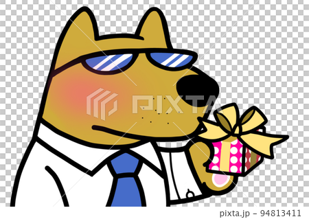 プレゼントするサラリーマン犬 94813411