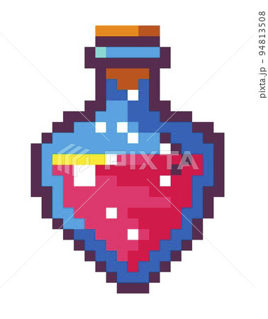 Pixelated vial with magic potion, flask with brew Pixelated vial with magic potion, flask with brew 94813508
