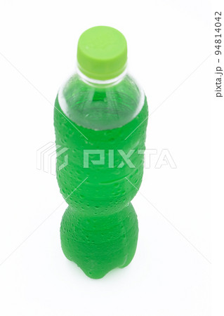 green color plastic bottle with juice on white background 94814042