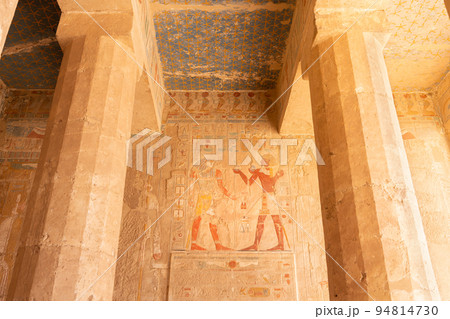 Wall with hieroglyphs in the Temple of Hatshepsut Wall with hieroglyphs in the Temple of Hatshepsut 94814730