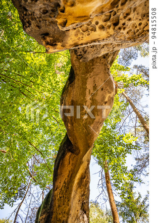 Unique sandstone arch in pine forest 94815508