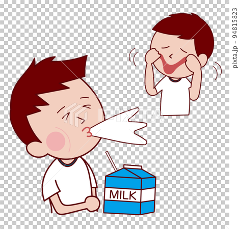 給食で笑わせられて牛乳を吹き出す 94815823