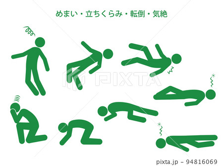 めまい・立ちくらみ・転倒・気絶のポーズのピクトグラム めまい・立ちくらみ・転倒・気絶のポーズのピクトグラム 94816069