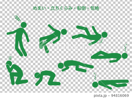めまい・立ちくらみ・転倒・気絶のポーズのピクトグラム めまい・立ちくらみ・転倒・気絶のポーズのピクトグラム 94816069