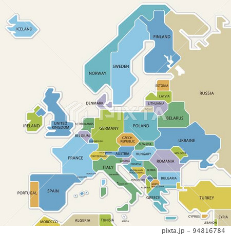 ヨーロッパ地図 色分け 国名 のイラスト素材 [94816784] - PIXTA