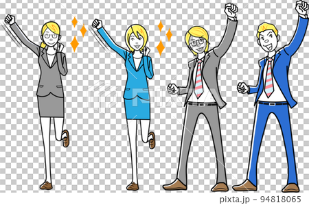 Illustration of a businessman and business woman in a positive pose 94818065