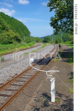 福岡県田川郡の平成筑豊鉄道油須原駅線路とタブレット