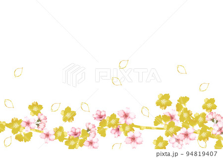 水彩の桜の枝とゴールドの桜 94819407