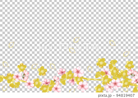水彩の桜の枝とゴールドの桜 94819407