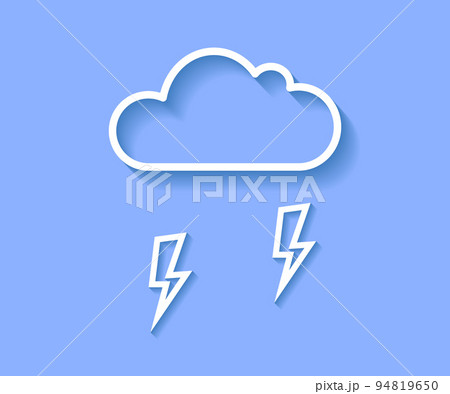雲と雷のイラスト、水色背景 94819650