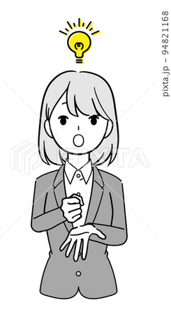 ひらめくビジネスウーマン スーツを着た女性 正面 上半身 94821168