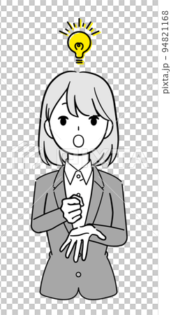 ひらめくビジネスウーマン スーツを着た女性 正面 上半身 94821168