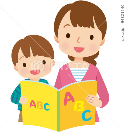 絵本を読む親子　英語　子育て 94821540