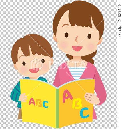 絵本を読む親子　英語　子育て 94821540