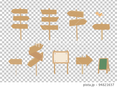 Illustration set of handwritten signs and information boards (no color outline) 94821637