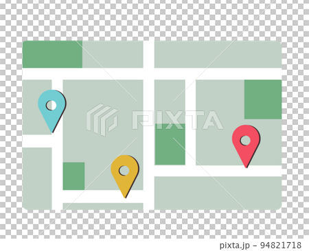 地図と目的地。マップピン。イラスト 地図と目的地。マップピン。イラスト 94821718
