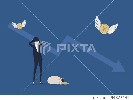 株暴落で大金を溶かしたビジネスマンのイラスト素材 94822146
