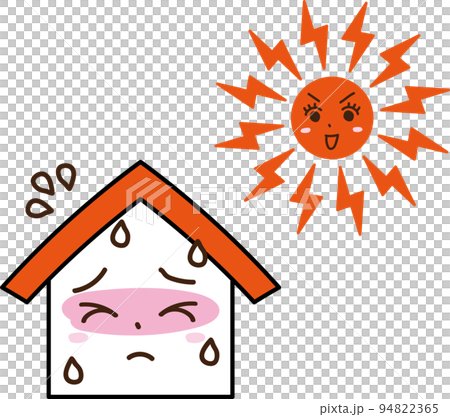 House sun heat stroke heat countermeasure woman anthropomorphic embarrassed face House sun heat stroke heat countermeasure woman anthropomorphic embarrassed face 94822365