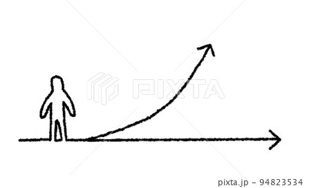 人と2つにわかれた矢印の手描きイラスト 人と2つにわかれた矢印の手描きイラスト 94823534