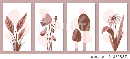 Abstract botanical wall art set. Vector illustration in scandinavian design Abstract botanical wall art set. Vector illustration in scandinavian design 94825387