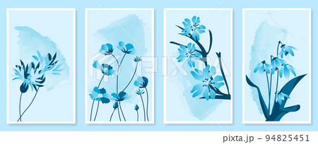 Abstract botanical wall art set. Vector illustration in scandinavian design 94825451
