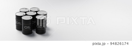 Oil Barrels on Light Gray Background with Copy Space 94826174