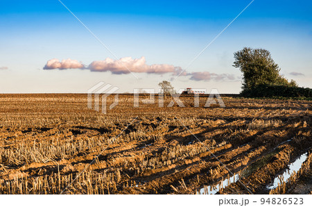View over the Flemish countryside with harvested agriculture fields around Ternat 94826523
