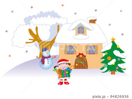 プレゼントを持ったサンタのかっこうをした女の子 プレゼントを持ったサンタのかっこうをした女の子 94826936