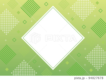 幾何学　四角　フレーム 　メンフィス　黄緑 94827678