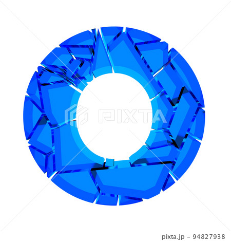 3D illustration.Broken glass letter on transparent background.Art font. 94827938