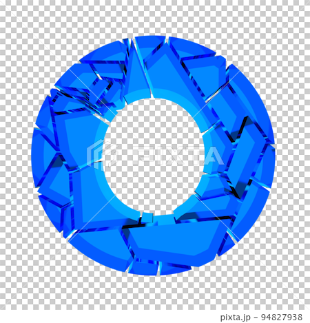 3D illustration.Broken glass letter on transparent background.Art font. 94827938