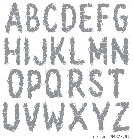 Decorative vector alphabet with spines on white background.Art font. 94828297