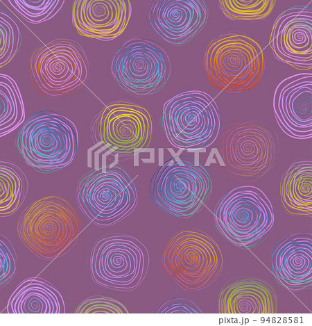 Rainbow spiral linear circles seamless pattern. Geometric background. Vector 94828581