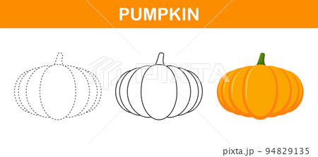 Pumpkin tracing and coloring worksheet for kids 94829135
