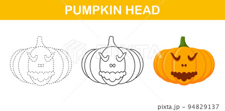 Pumpkin Halloween tracing and coloring worksheet for kids 94829137