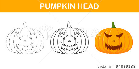 Pumpkin Halloween tracing and coloring worksheet for kids 94829138