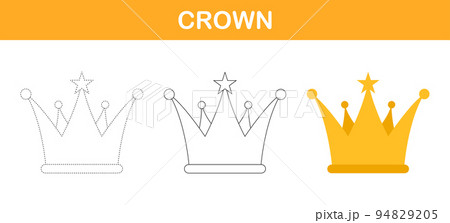 Crown tracing and coloring worksheet for kids 94829205