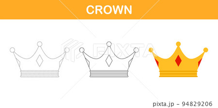 Crown tracing and coloring worksheet for kids Crown tracing and coloring worksheet for kids 94829206