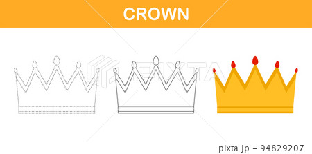 Crown tracing and coloring worksheet for kids 94829207