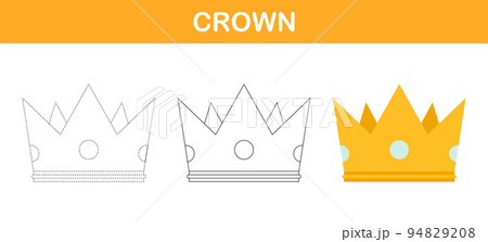 Crown tracing and coloring worksheet for kids Crown tracing and coloring worksheet for kids 94829208