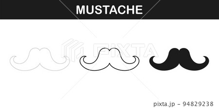Mustache tracing and coloring worksheet for kids 94829238