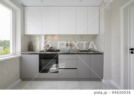 White modern domestic kitchen furniture and interior 94830038