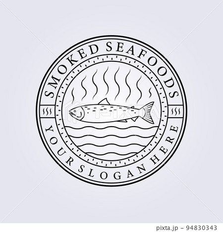 fish, seafood restaurant line art logo symbol icon vector illustration design 94830343