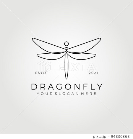 Line art dragonfly logo vector illustration design 94830368