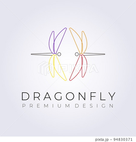 colorful line art dragonfly logo vector illustration design 94830371