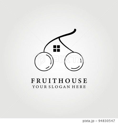 fruits house, cherry, logo vector illustration design graphic, line art blue berry, black berry 94830547