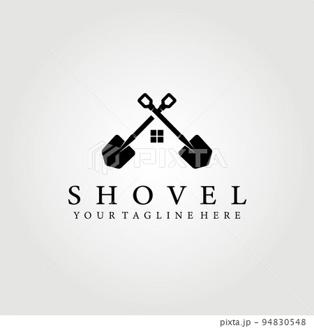 mining logo, shovel, scoop, miner house vector illustration design graphic, template 94830548